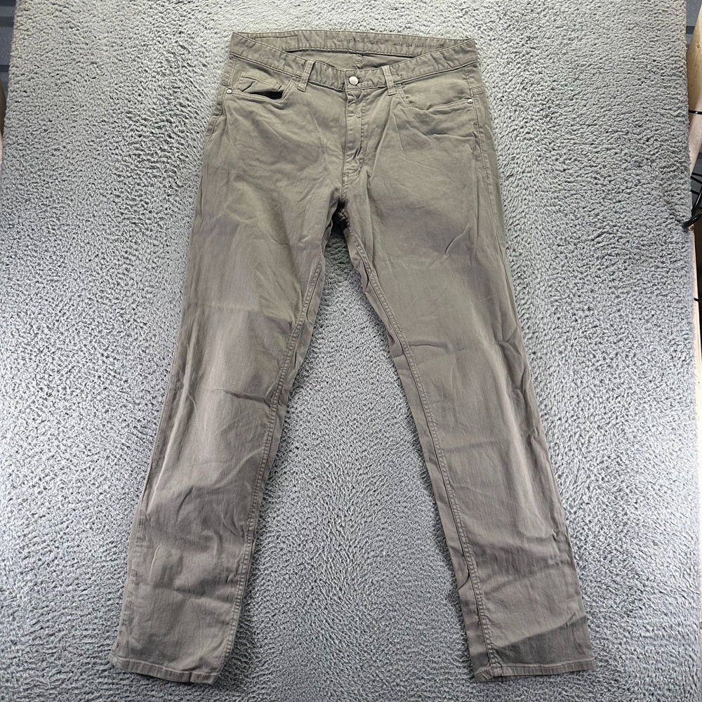 Calvin Klein Jeans Men's 36x34 Brown Cotton Denim Straight Slim Workwear Stretch